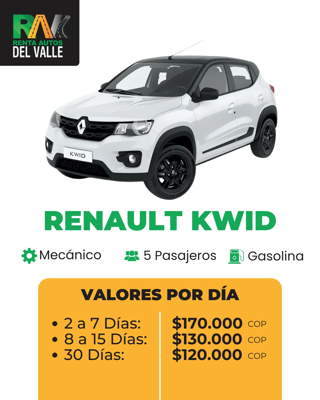 Alquiler Renault Kwid Rav Cali