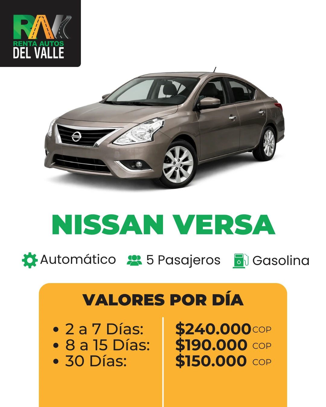 Alquiler Versa Rav Cali